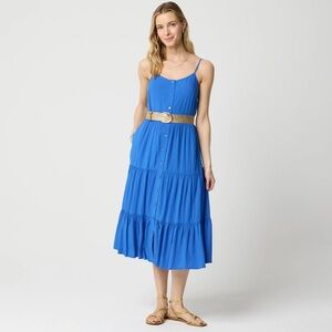 J. Crew Factory Tiered Midi Dress in Bright Grotto Size 0, NWT‎